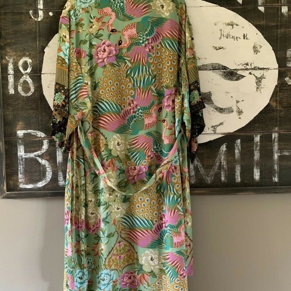 Bohemian Floral Peacock Kimono Duster Jacket - Picture 2 of 8
